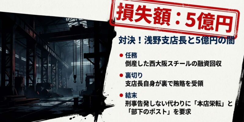 大阪西支店での5億円損失、浅野支店長の裏切りと半沢直樹の倍返し始動