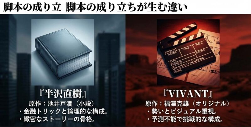 池井戸潤原作の論理的な半沢直樹と福澤克雄原案の勢い重視なVIVANTの脚本比較