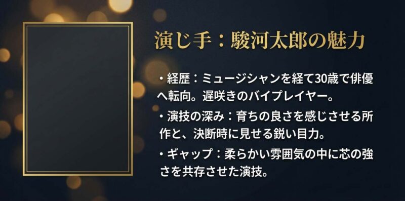 湯浅社長を演じる俳優・駿河太郎の魅力。ミュージシャン出身の経歴、育ちの良さを感じさせる演技、柔らかさと芯の強さのギャップ。