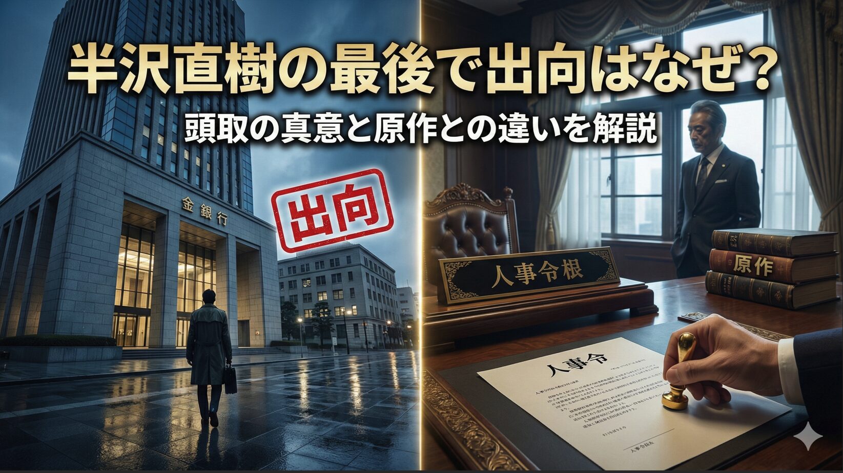半沢直樹の最後で出向はなぜ？頭取の真意と原作との違いを解説