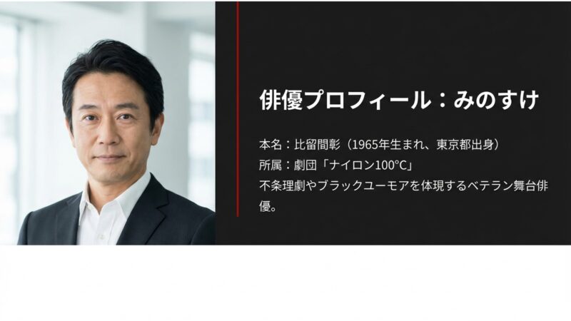 劇団ナイロン100℃所属で元バンドマンである俳優みのすけの経歴とリズム感のある演技