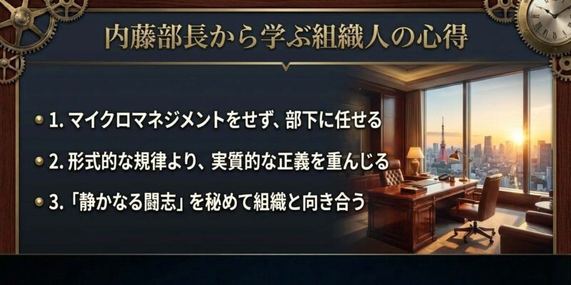 半沢直樹の内藤部長から学ぶ組織人の心得3か条（権限委譲・正義・静かなる闘志）