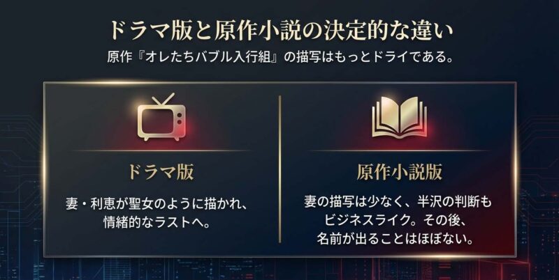 ドラマ版と原作小説『オレたちバブル入行組』における浅野支店長の結末の違い比較