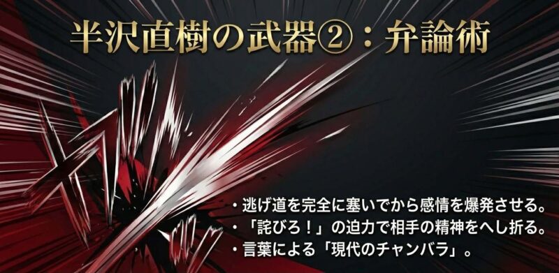 半沢直樹の弁論術と相手を精神的に追い詰める言葉の力についての解説