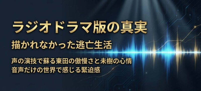 テレビドラマでは描かれなかった東田満の逃亡生活と未樹の心情を描くラジオドラマ版の真実