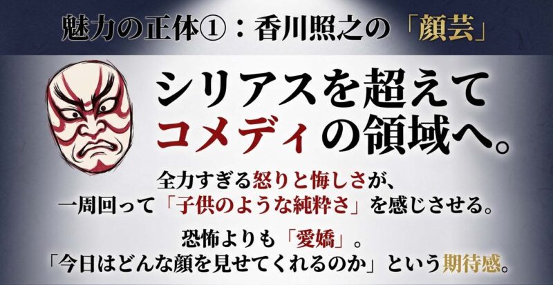香川照之の顔芸が見せるシリアスを超えたコメディと愛嬌