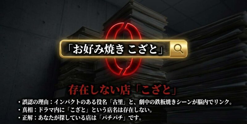 検索される「お好み焼きこざと」はドラマ内に存在しないという事実解説