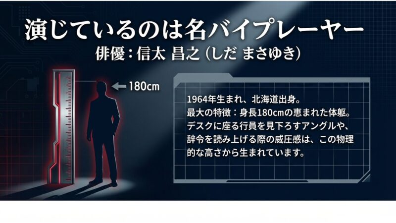 横山役の俳優・信太昌之の身長180cmという身体的特徴と威圧感