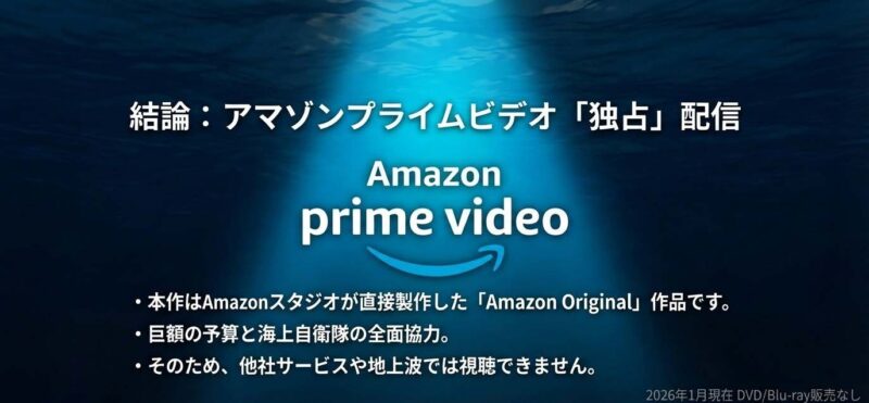 沈黙の艦隊はAmazonスタジオが製作したAmazon Original作品であり、他社サービスや地上波では視聴できない