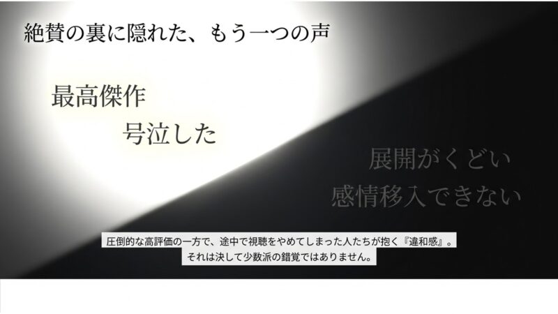 圧倒的な高評価の一方で途中で視聴をやめてしまった人たちが抱く違和感