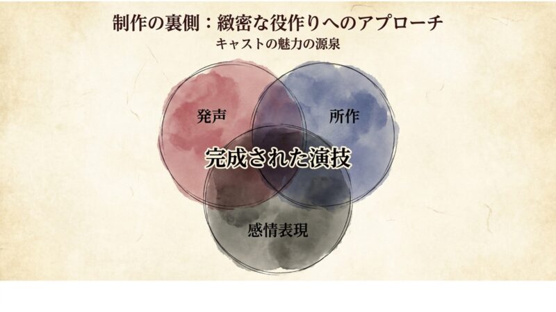 キャストの発声や所作、感情表現など緻密な役作りへのアプローチ