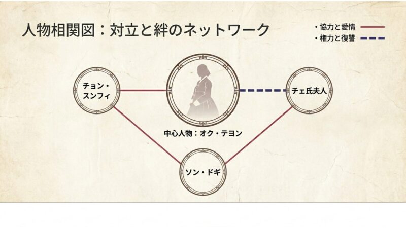 オク氏夫人伝の主要キャストの人物相関図と対立・絆のネットワーク