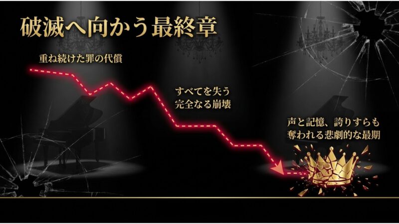重ね続けた罪の代償としてすべてを失い、自慢の声と記憶、誇りすらも奪われて完全な崩壊へと向かうチョン・ソジンの最終章