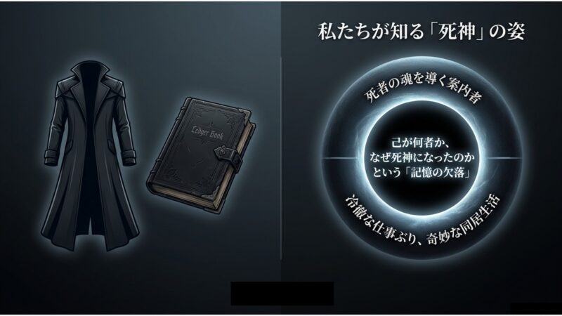 死者の魂を導く案内者でありながら、己が何者か、なぜ死神になったのかという記憶を欠落させた死神のキャラクター紹介
