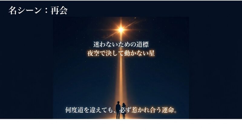 冬のソナタ名シーン「再会」。迷わないための道標、夜空で決して動かない星